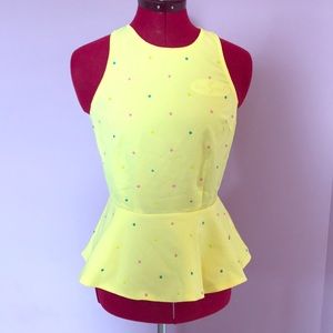 Yellow Candy Dot Peplum Top